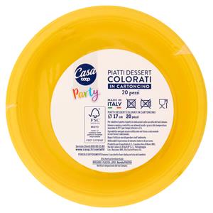 Piatti Dessert Colorati in Cartoncino Ø 17 cm Gialli 20 pz