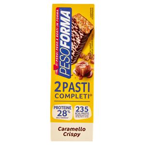 Pesoforma Barrette 2 Pasti, sostitutive del pasto, gusto Caramello Crispy, 235 kcal a pasto, 2 x 60g