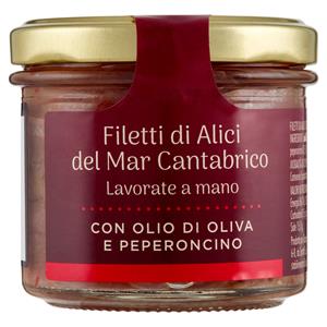 Filetti di Alici del Mar Cantabrico con Olio di Oliva e Peperoncino 110 g