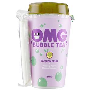 OMG Bubble Tea Passion Fruit + Popping Apple Flavour Bubbles 270 ml