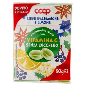 caramelle dure con Vitamina C Senza Zucchero Erbe Balsamiche e Limone 2 x 50 g