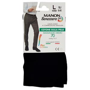 Manon Benessere 24 Ore Calza Uomo a Compressione Graduata Cotone 70 L Blu scarpa 43-45