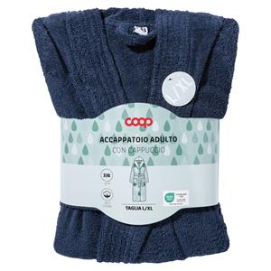 Accappatoio adulto con cappuccio tg.L/XL blu navy