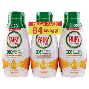 Fairy Gel Lavastoviglie Platinum Anti-Odore, Detersivo Piatti Agrumi Freschi 3x28=84 Lavaggi 3x504ml