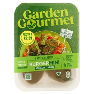 GARDEN GOURMET BurgerMini Vegano di Spinaci e Carote 4 pezzi 160g