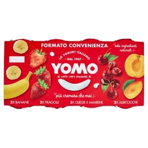 Yomo Yogurt Banane, Fragole, Ciliegie e Amarene, Albicocche 8 x 125 g