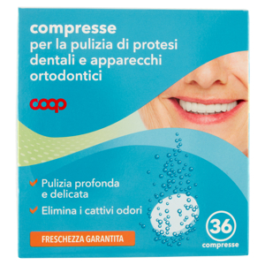 compresse per la pulizia di protesi dentali e apparecchi ortodontici 36 x 2.1 g