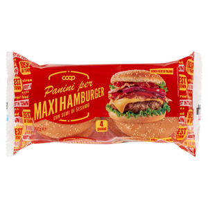 Panini per Maxi Hamburger con Semi di Sesamo 4 x 75 g