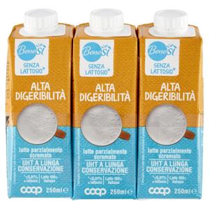 Senza Lattosio* Alta Digeribilità latte parzialmente scremato UHT a Lunga Conservazione 3 x 250 ml