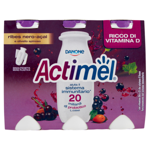 Actimel yogurt da bere arricchito con calcio, vitamina B6 e D, gusto ribes nero e acai 6 x 100 g