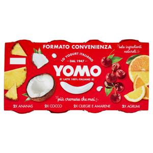 Yomo Yogurt Ananas, Cocco, Ciliegie e Amarene, Agrumi 8 x 125 g