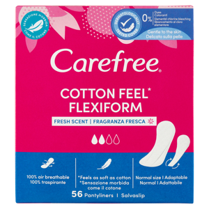 Carefree Cotton Feel* Flexiform Fragranza Fresca Salvaslip 56 pz