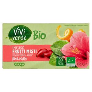 Infuso Frutti Misti con Rosa Canina, Karkadè, Scorze d'Arancia, Menta Biologico 20 Filtri 60 g