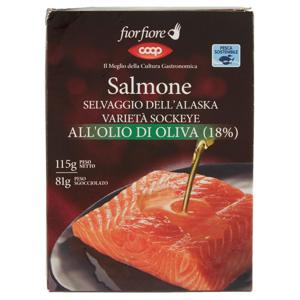 Salmone Selvaggio dell'Alaska Varietà Sockeye all'Olio di Oliva (18%) 115 g
