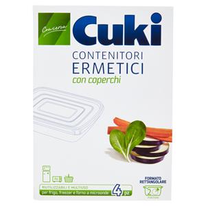 Cuki Conserva Contenitori Ermetici con coperchi Formato Rettangolare 2 Porzioni 4 pz