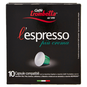 Caffè trombetta l'espresso più crema 10 Capsule 55 g