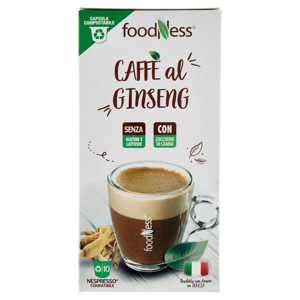 foodNess Caffè al Ginseng Compostabile Nespresso Compatibile 10 x 8 g