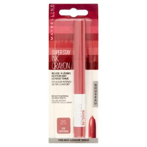 Maybelline New York Rossetto Matita SuperStay Ink Crayon, Matte a Lunga Tenuta, 25 Stay Exceptional