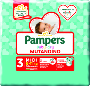 Pampers Baby-dry Mutandino 3 Midi 26 pz