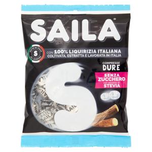 Saila con 100% Liquirizia Italiana Compresse Dure Senza Zucchero con estratto di Stevia 75 g