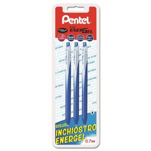 Set 3 roller EnerGel Slim a scatto 0,7 mm blu