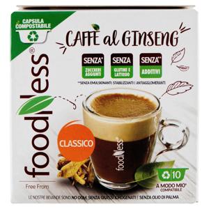 foodNess Caffè al Ginseng Classico Compostabile A Modo Mio Compatibile 10 x 7 g