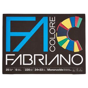 Fabriano Colore 220 g/m² 24x33 cm Monoruvido 5 Colori 25 Fogli