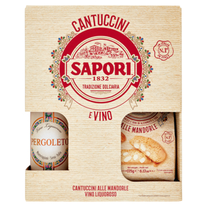 Sapori Cantuccini Toscani IGP alle Mandorle 175 g + Vino Liquoroso Pergoleto 375 ml