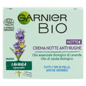 Garnier Bio Crema Notte Antirughe Rigenerante alla Lavanda, 50 ml