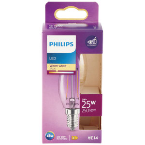 Philips Led candela filamento 25W E14 2700K non dim