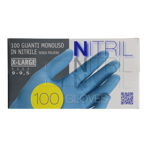 Tulip Fit Blu Guanti monouso blu in nitrile senza polvere Misura 9-9,5 100 pz