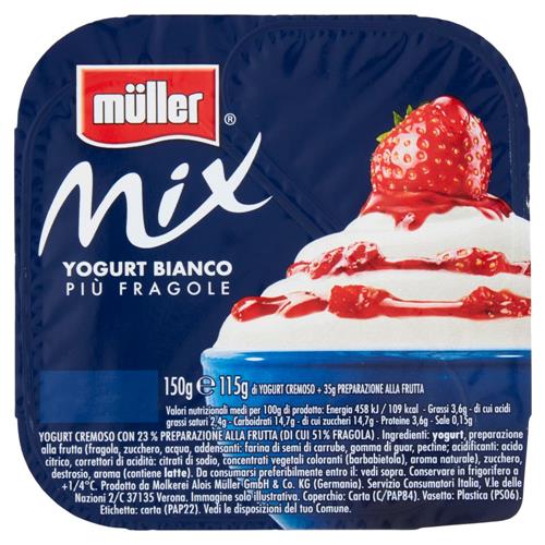 müller Mix Yogurt Bianco Più Fragole 150 g