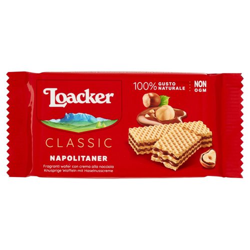 Loacker Classic Napolitaner Wafer con crema alle nocciole 100% italiane Wafers 45g