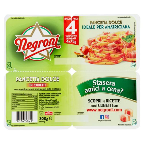 Negroni Pancetta Dolce in Cubetti 4 x 75 g