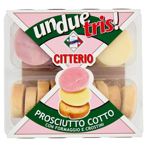 Citterio UnDueTris! Prosciutto Cotto con Formaggio e Crostini 100 g