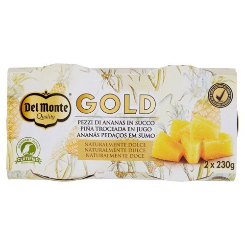 Del Monte Gold Pezzi di Ananas in Succo 2 x 230 g