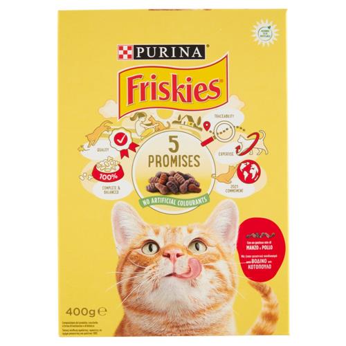 PURINA FRISKIES Gatto Adult Con un gustoso mix di Manzo e Pollo 400 g