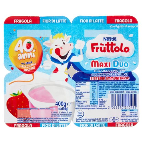 NESTLÉ FRUTTOLO Maxi Duo Fragola - Fior di Latte 4 x 100 g
