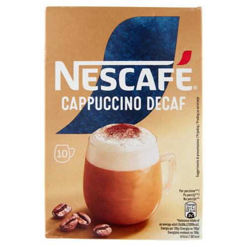 NESCAFÉ Cappuccino Decaf Solubile Decaffeinato, 10 Bustine 125g