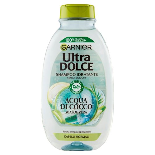 Garnier Shampoo Ultra Dolce Acqua di Cocco e Aloe Vera, Idrata i Capelli senza Appesantire, 250 ml