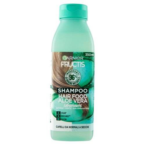 Garnier Fructis Hair Food, Shampoo idratante all'aloe per capelli disidratati, 350 ml