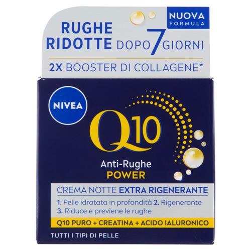 Nivea Q10 Anti-Rughe Power Crema Notte Extra Rigenerante Tutti i Tipi di Pelle 50 ml