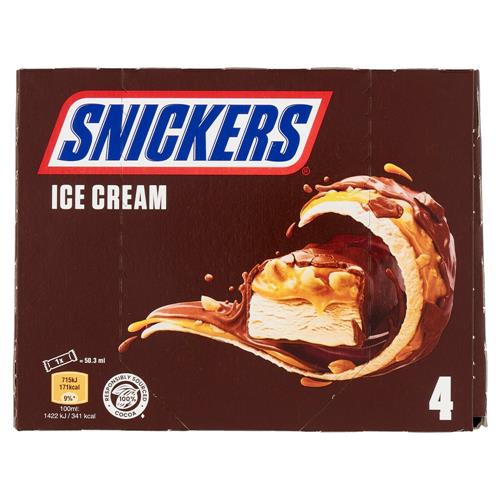 Snickers Barretta Gelato con cioccolato, caramello e arachidi tostate, Multipack da 4 x 45.6 g