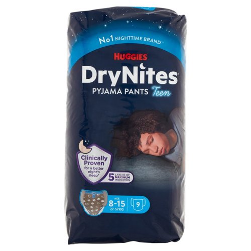 Huggies DryNites Pyjama Pants Teen Age 8-15 27-57 Kg 9 pz