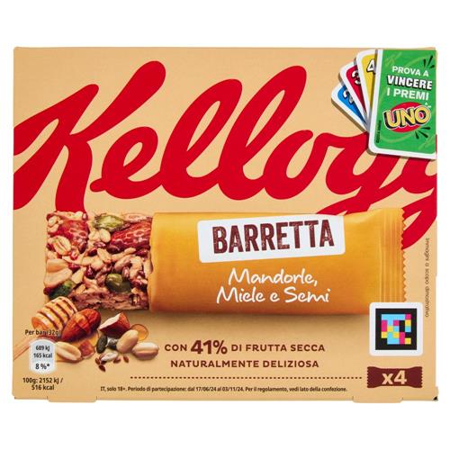 Kellogg's Barretta Mandorle, Miele e Semi 4 x 32 g