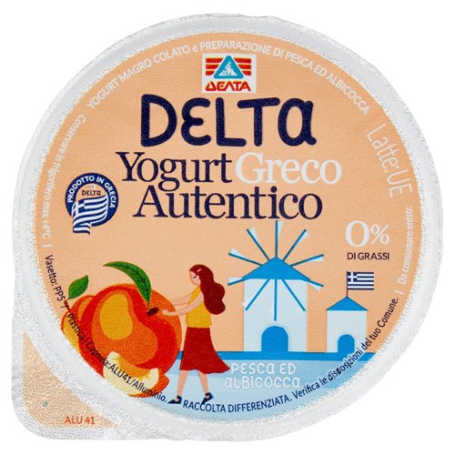 Delta Yogurt Greco Autentico 0% di Grassi Pesca ed Albicocca 150 g