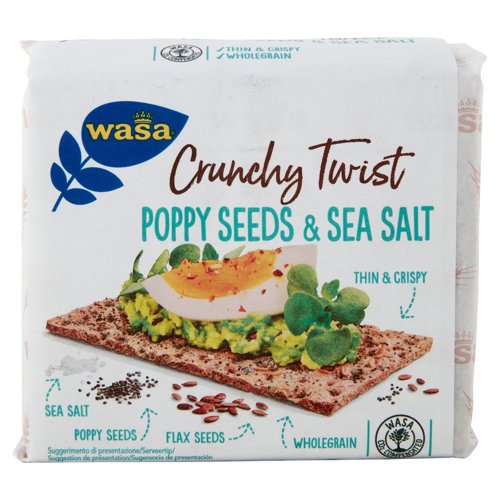 Wasa Chruncy Twist Cracker con Farina Integrale di Segale e Semi di Lino e Papavero 245g