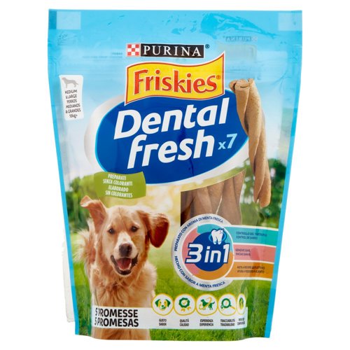 PURINA FRISKIES Dental fresh Snack igiene orale e dentale taglia M/L busta 7 bastoncini 180 g