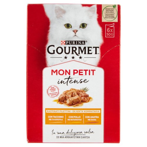 PURINA GOURMET Mon Petit Filettini Intense cotti in Salsa (Anatra / Pollo / Tacchino) 6x50g