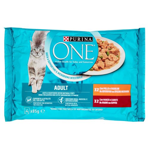 PURINA ONE Single Serve - Adult - Pollo e Manzo - 4x85g